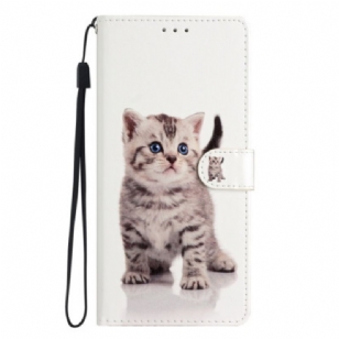 Housse Oppo A98 5G Chat Mignon à Lanière