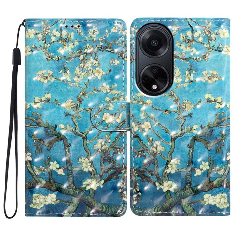 Housse Oppo A98 5G Fleur d'Abricot 3D à Lanière