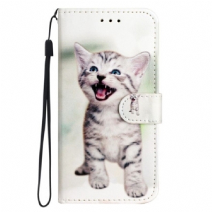 Housse Oppo A98 5G Petit Chaton à Lanière