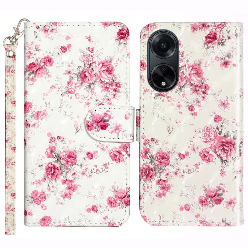 Housse Oppo A98 5G Roses à Lanière