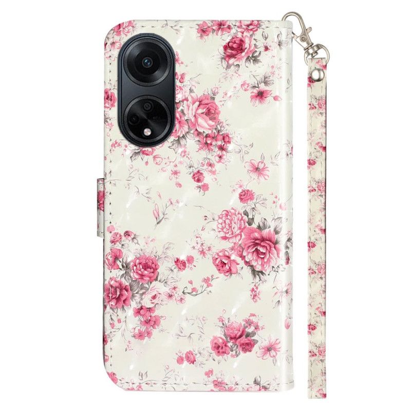 Housse Oppo A98 5G Roses à Lanière