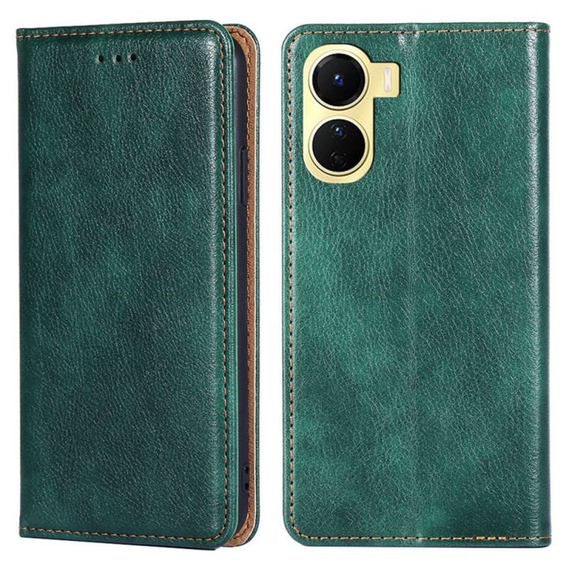 Flip Cover Vivo Y16 Simili Cuir Coutures