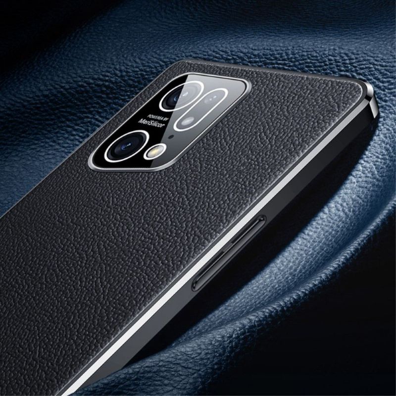 Coque Oppo Find X5 Pro cuir véritable grainé