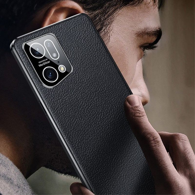 Coque Oppo Find X5 Pro cuir véritable grainé