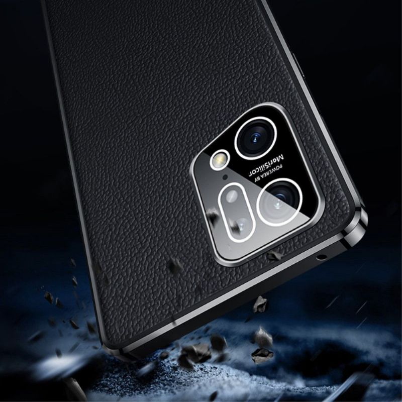 Coque Oppo Find X5 Pro cuir véritable grainé