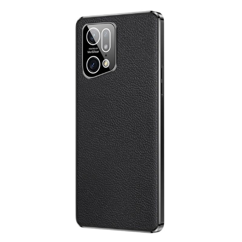 Coque Oppo Find X5 Pro cuir véritable grainé