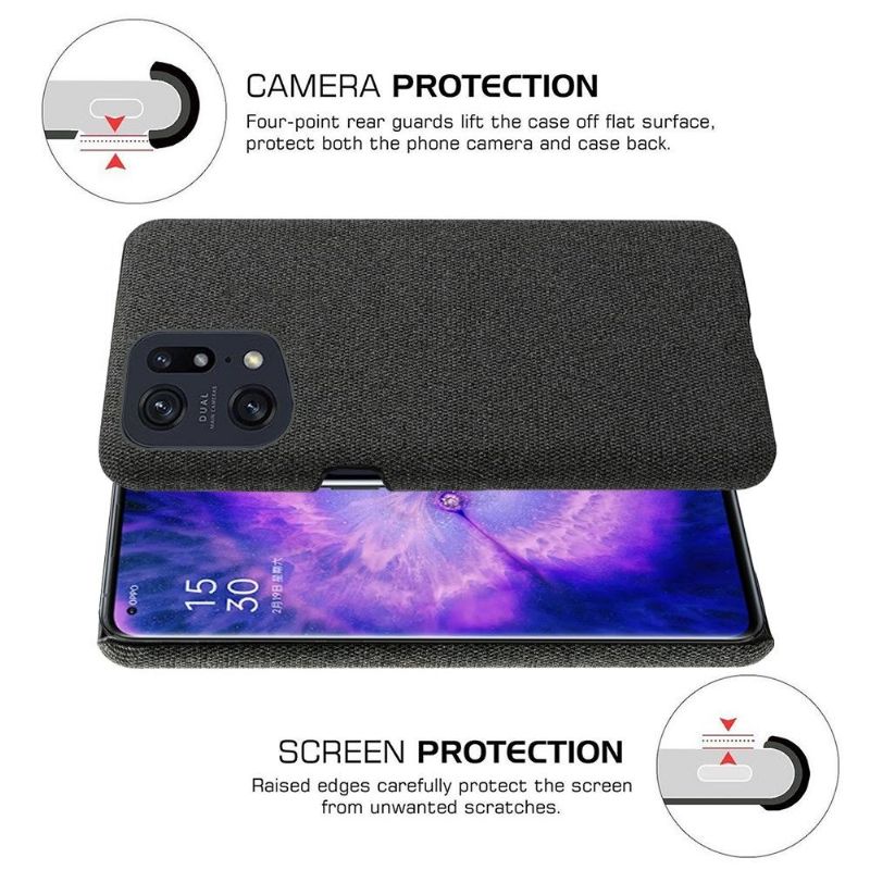 Coque Oppo Find X5 Pro revêtement tissu