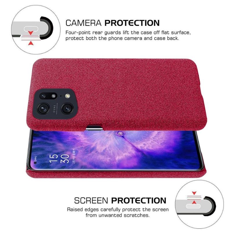 Coque Oppo Find X5 Pro revêtement tissu