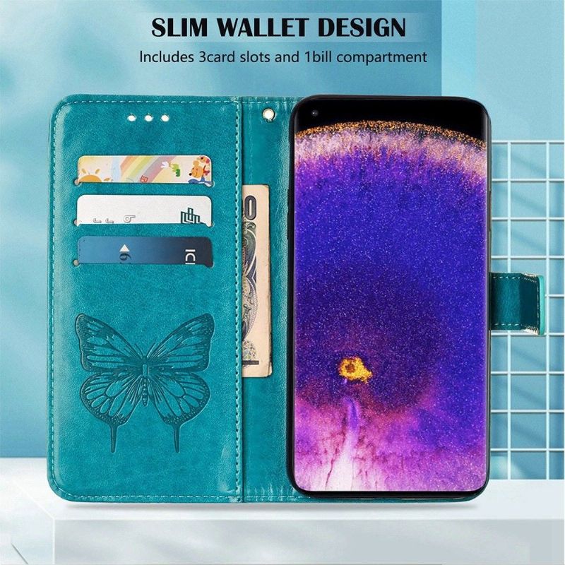 Housse Oppo Find X5 Pro Papillon Fleur Porte-Cartes