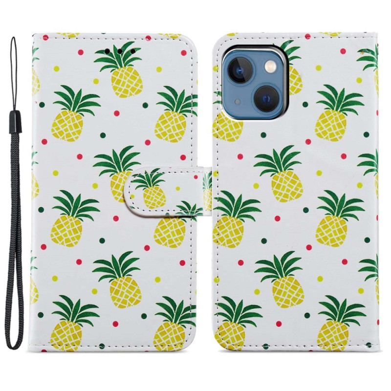 Housse iPhone 15 Ananas à Lanière