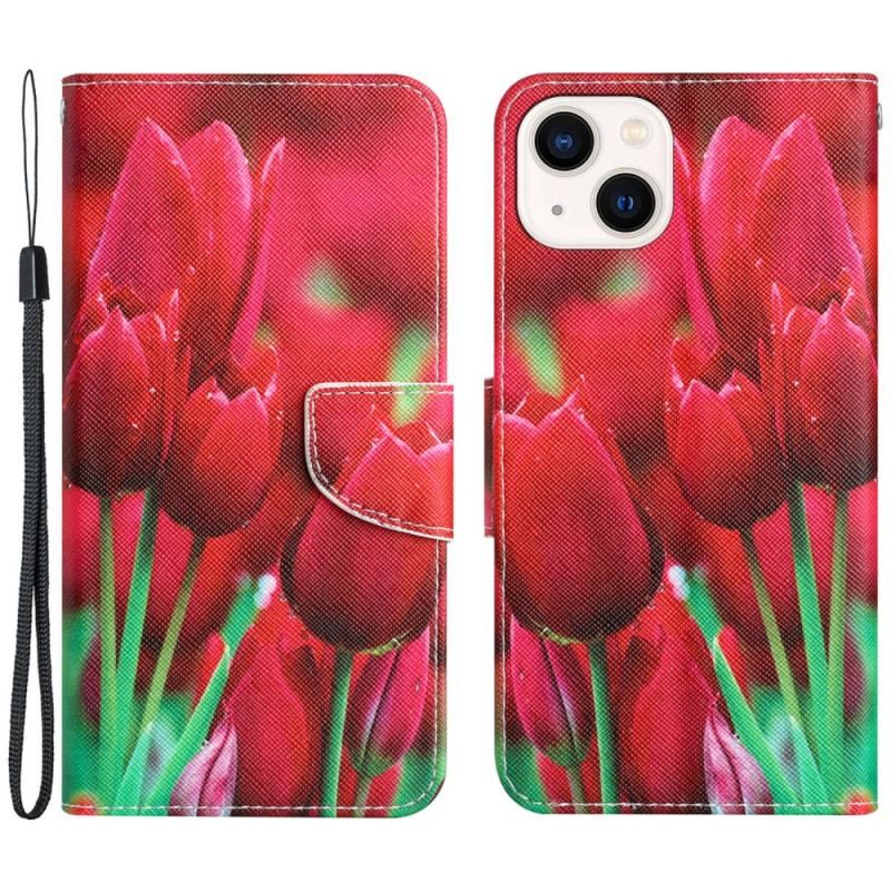 Housse iPhone 15 Déclinaison Florale à Lanière