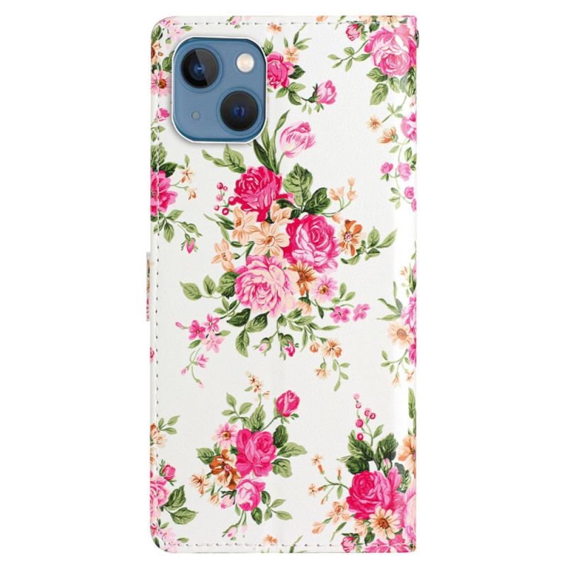 Housse iPhone 15 Fleurs Liberty à Lanière