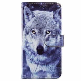 Housse iPhone 15 Loup Blanc à Lanière