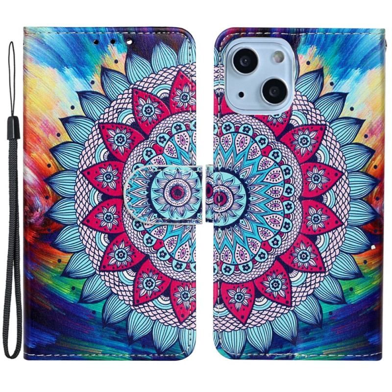 Housse iPhone 15 Mandala Flashy à Lanière