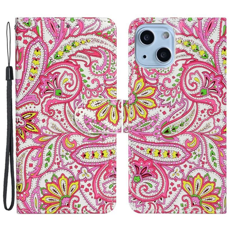 Housse iPhone 15 Motif à Lanière