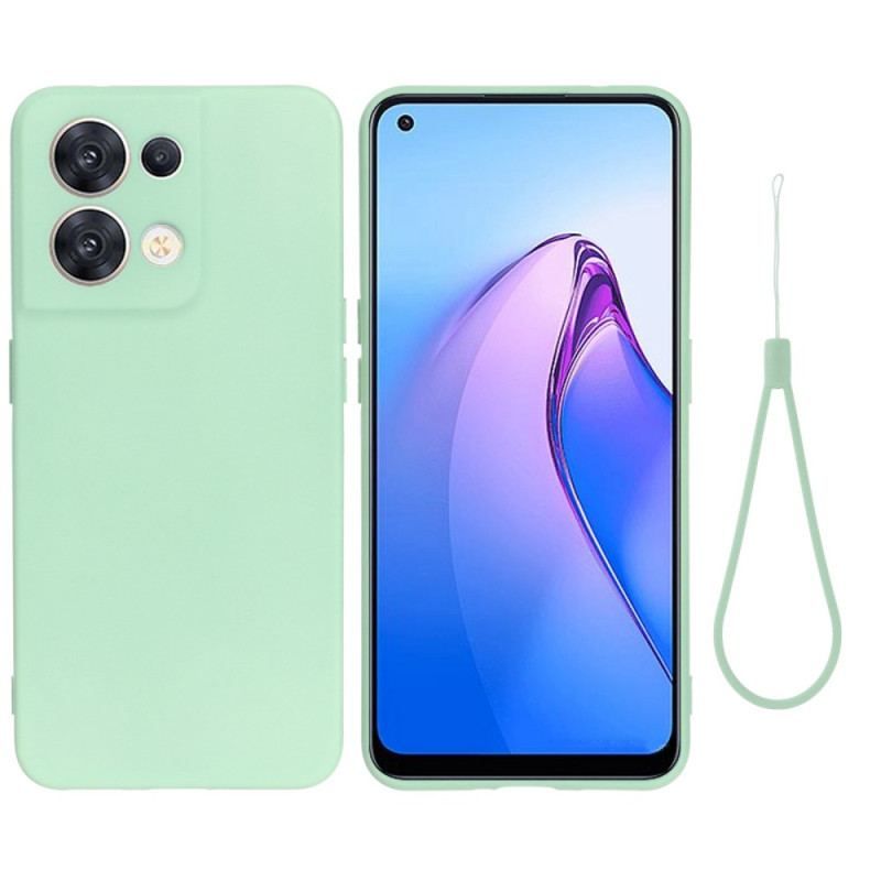 Coque Oppo Reno 8 Silicone Liquide à Lanière