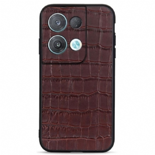 Coque Oppo Reno 8 Véritable Cuir Style Crocodile