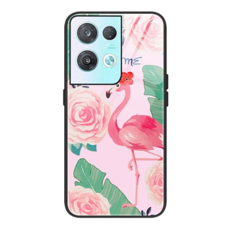 Coque Oppo Reno 8 Verre Trempé Flamant Rose