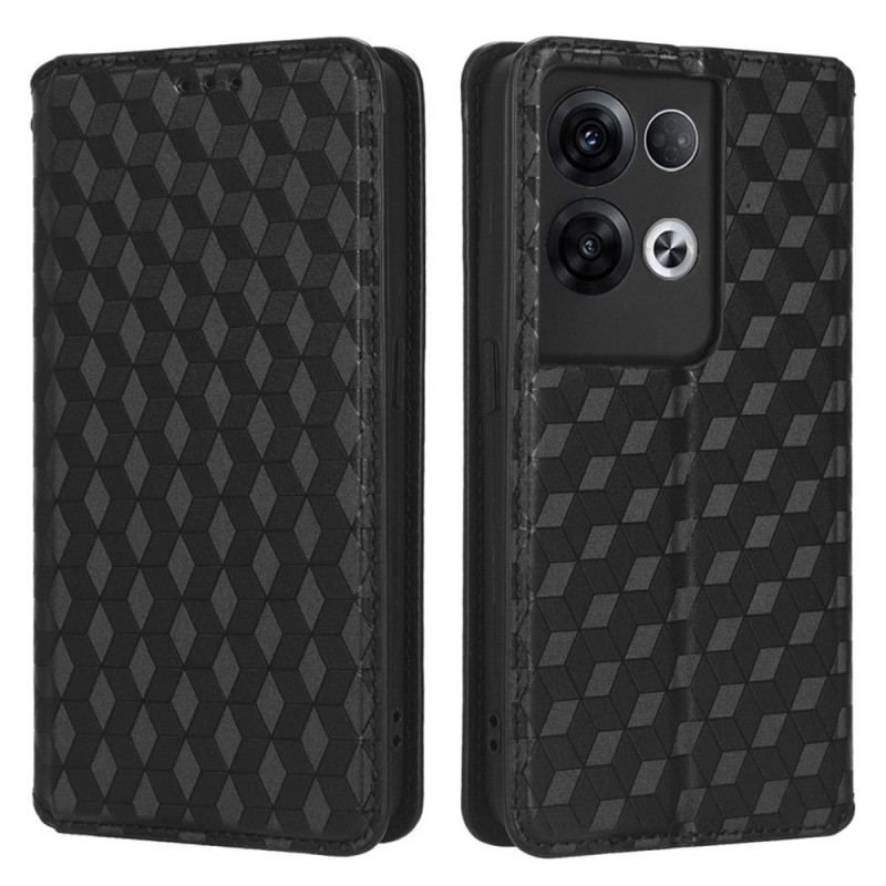 Flip Cover Oppo Reno 8 Effet Cuir Cubes 3D