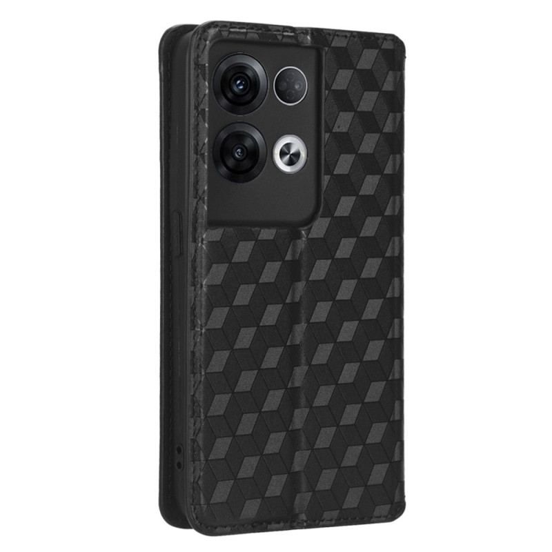 Flip Cover Oppo Reno 8 Effet Cuir Cubes 3D