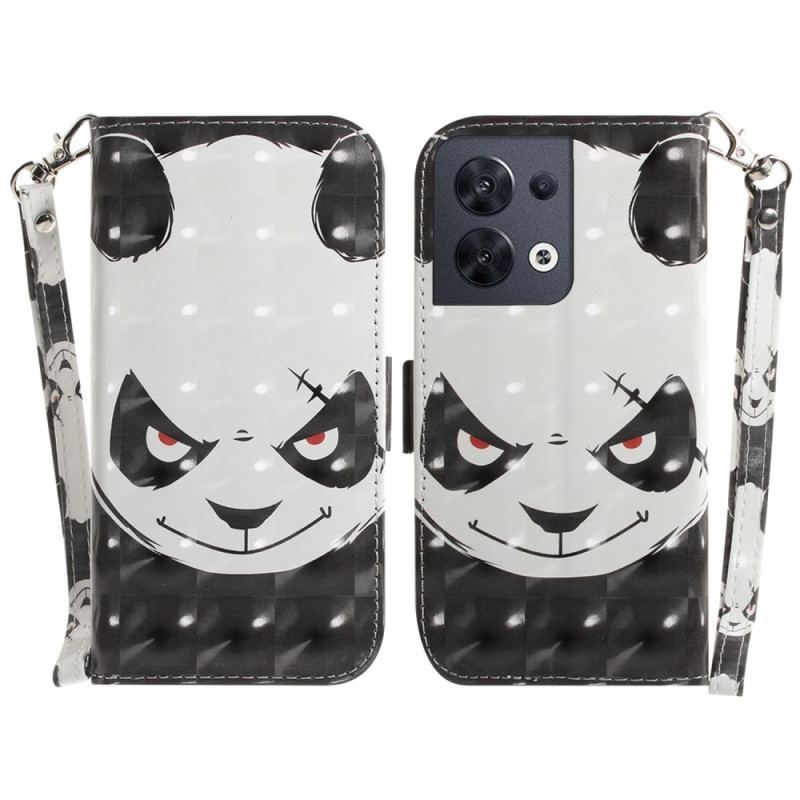 Housse Oppo Reno 8 Angry Panda avec Lanière