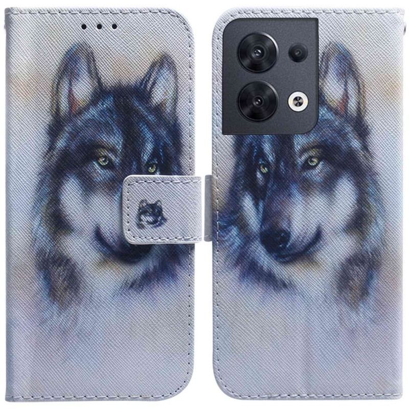 Housse Oppo Reno 8 Chien Aquarelle avec lanière