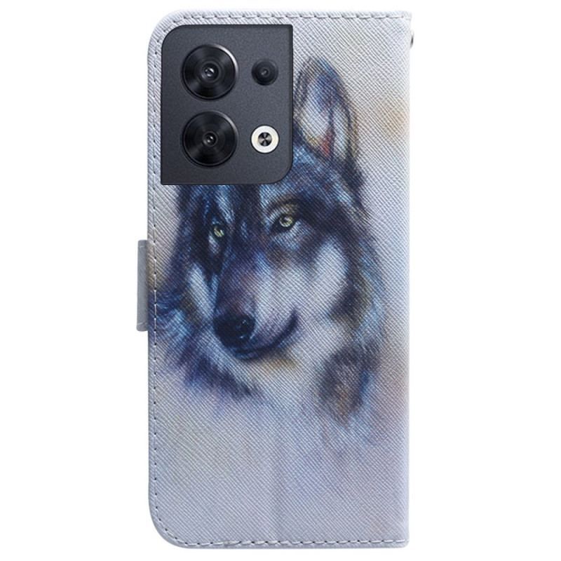 Housse Oppo Reno 8 Chien Aquarelle avec lanière