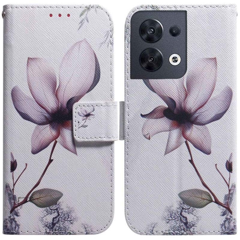 Housse Oppo Reno 8 Fleur Vintage à Lanière