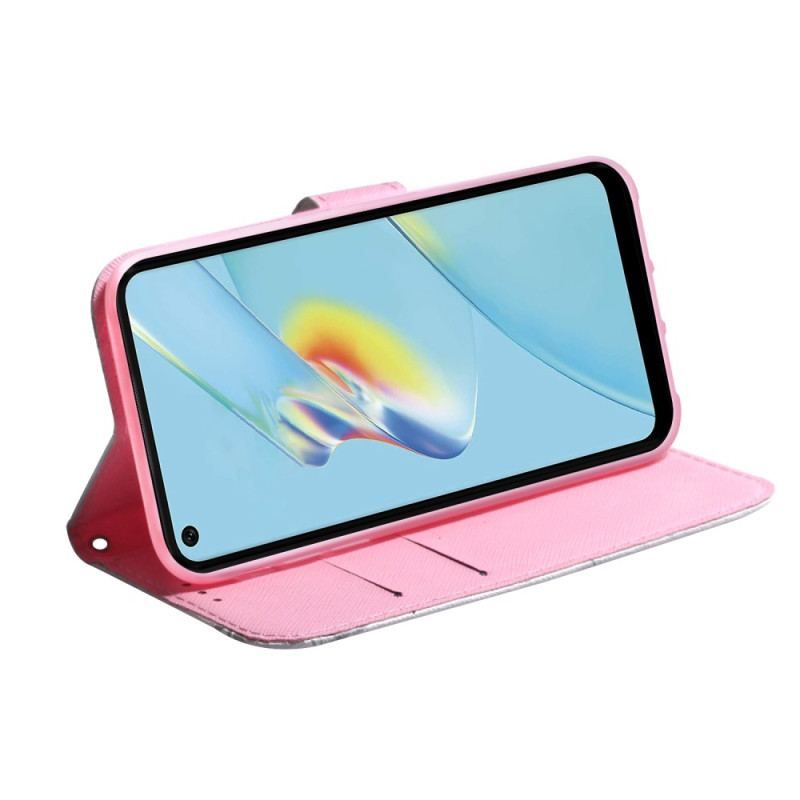 Housse Oppo Reno 8 Fleur Vintage à Lanière