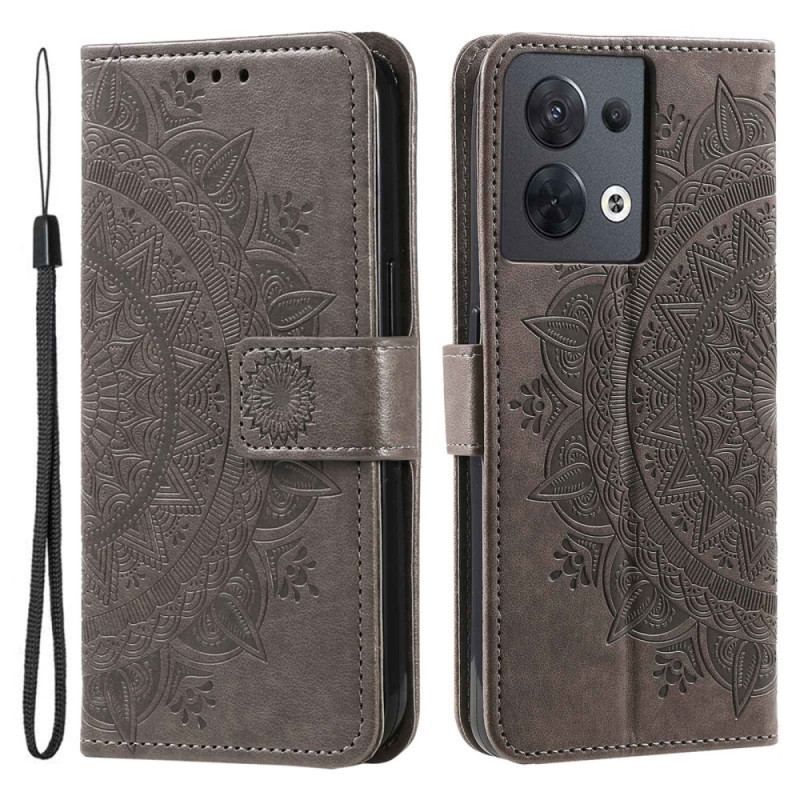 Housse Oppo Reno 8 Mandala Soleil à Lanière