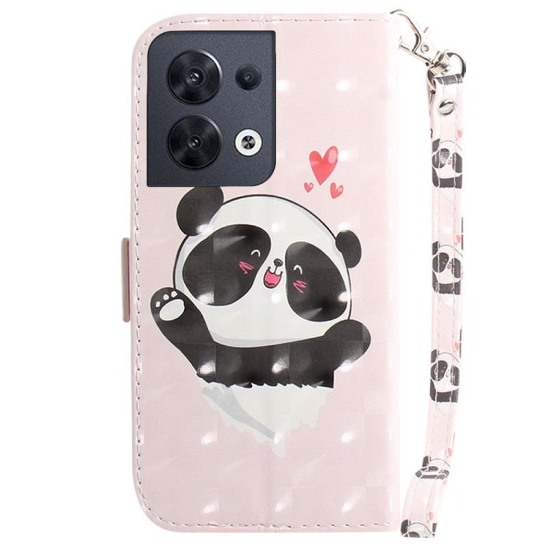 Housse Oppo Reno 8 Panda Love avec Lanière