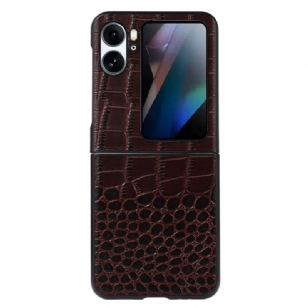 Coque Oppo Find N2 Flip Vrai cuir Style Peau de Crocodile