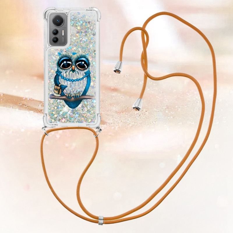 Coque Xiaomi 12 Lite à Cordon Paillettes Mrs Hibou