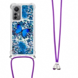 Coque Xiaomi 12 Lite à Cordon Paillettes Papillons