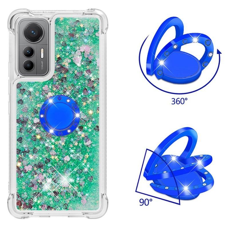 Coque Xiaomi 12 Lite Paillettes Colorées Anneau-Support