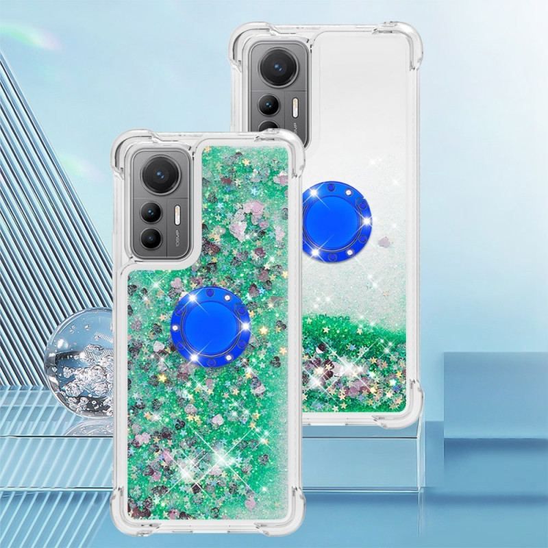 Coque Xiaomi 12 Lite Paillettes Colorées Anneau-Support