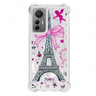 Coque Xiaomi 12 Lite Paillettes Tour Eiffel