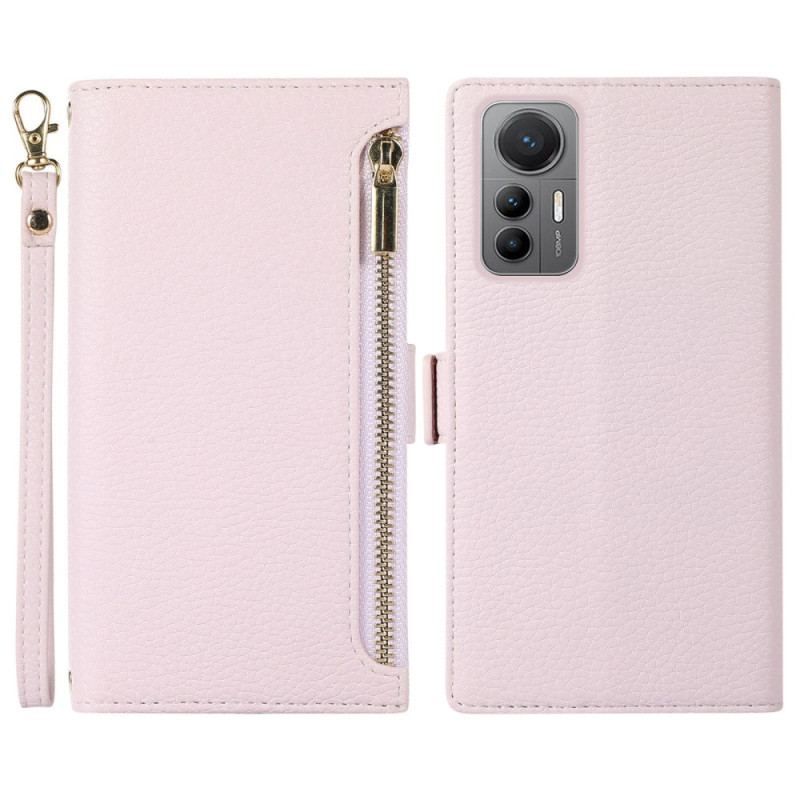 Flip Cover Xiaomi 12 Lite Pochette Frontale et Lanière