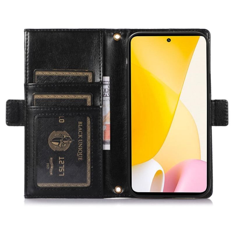 Flip Cover Xiaomi 12 Lite Pochette Frontale et Lanière