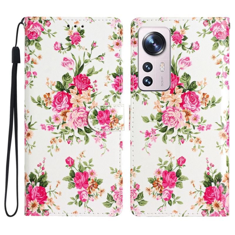 Housse Xiaomi 12 Lite Fleurs Liberty à Lanière