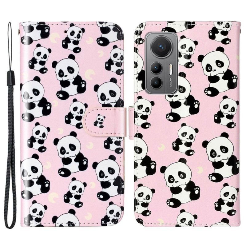 Housse Xiaomi 12 Lite Petits Pandas à Lanière