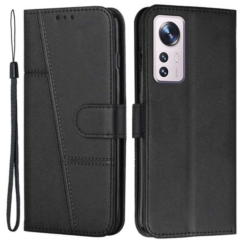 Housse Xiaomi 12 Lite Style Cuir Géométrique à Lanière