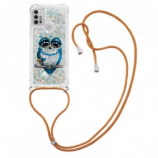 Coque Moto G30 / Moto G10 à Cordon Paillettes Miss Hibou