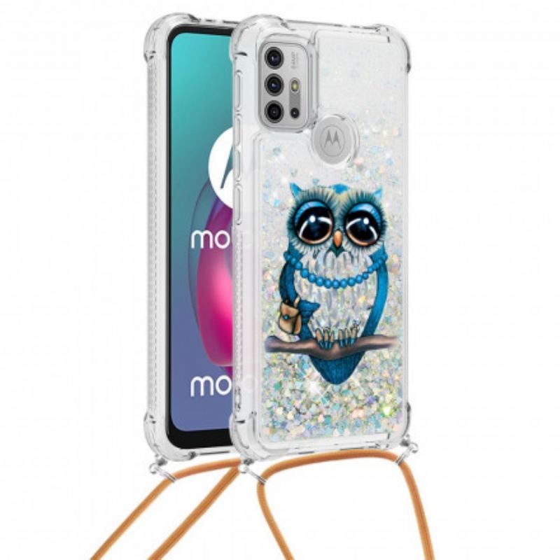 Coque Moto G30 / Moto G10 à Cordon Paillettes Miss Hibou