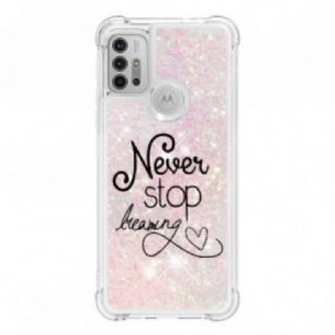 Coque Moto G30 / Moto G10 Never Stop Dreaming Paillettes