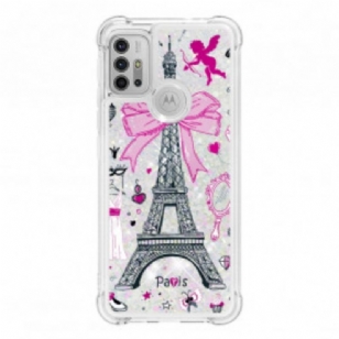 Coque Moto G30 / Moto G10 La Tour Eiffel Paillettes