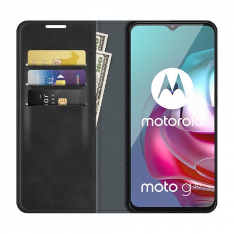 Flip Cover Moto G30 / Moto G10 Effet Cuir Douceur Soie