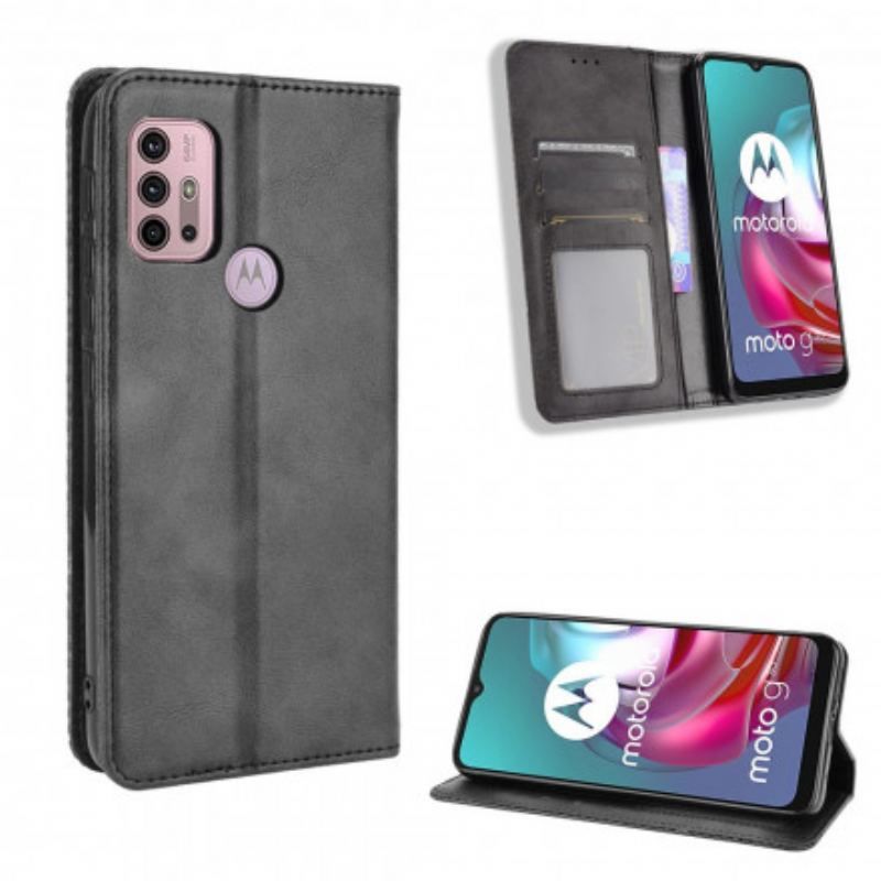 Flip Cover Moto G30 / Moto G10 Effet Cuir Vintage Stylisé