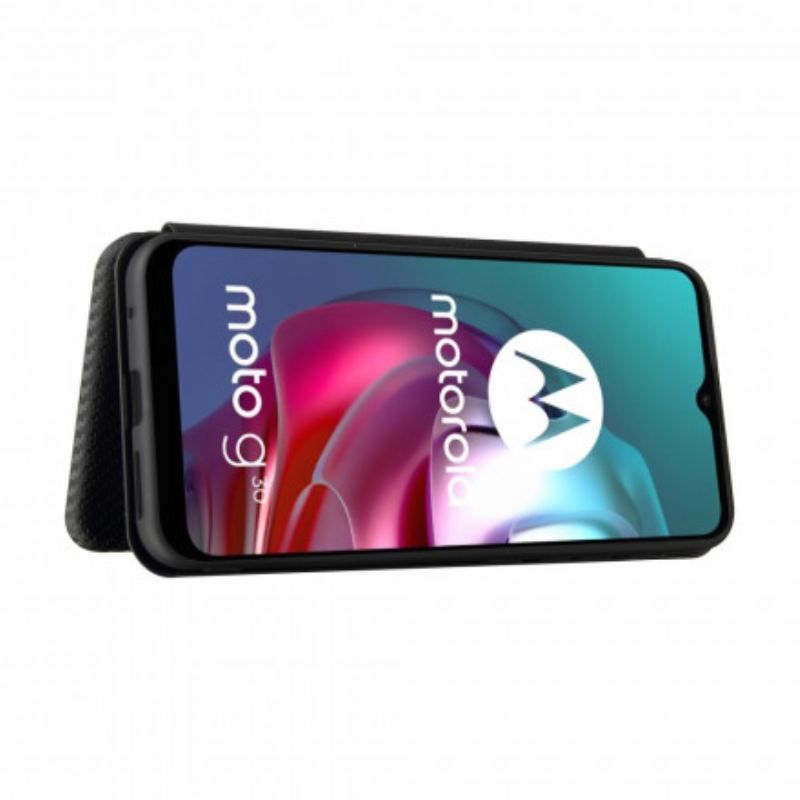 Flip Cover Moto G30 / Moto G10 Silicone Carbone Coloré