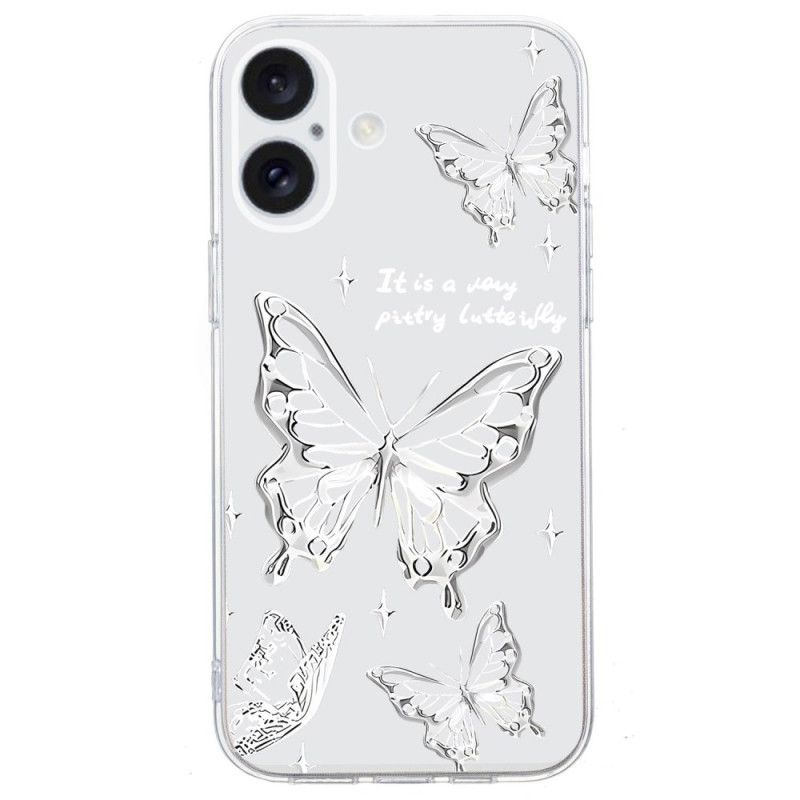 Coque iPhone 16 Bord Transparent Papillons